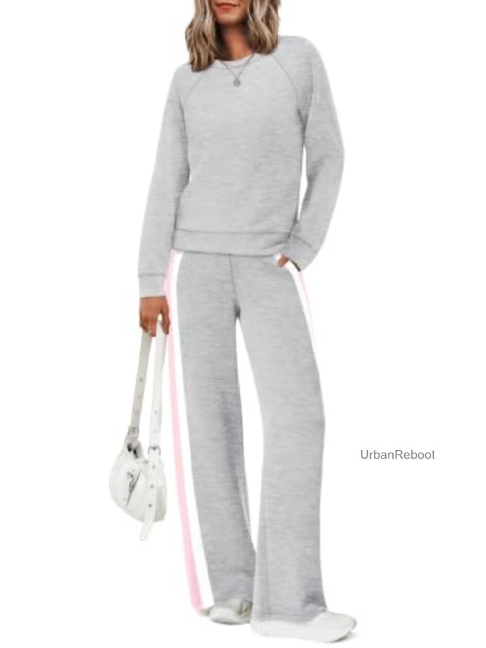 2 Piece Lounge Set Women's Tracksuit Wide Leg Sweatshirt Athletic Outfit